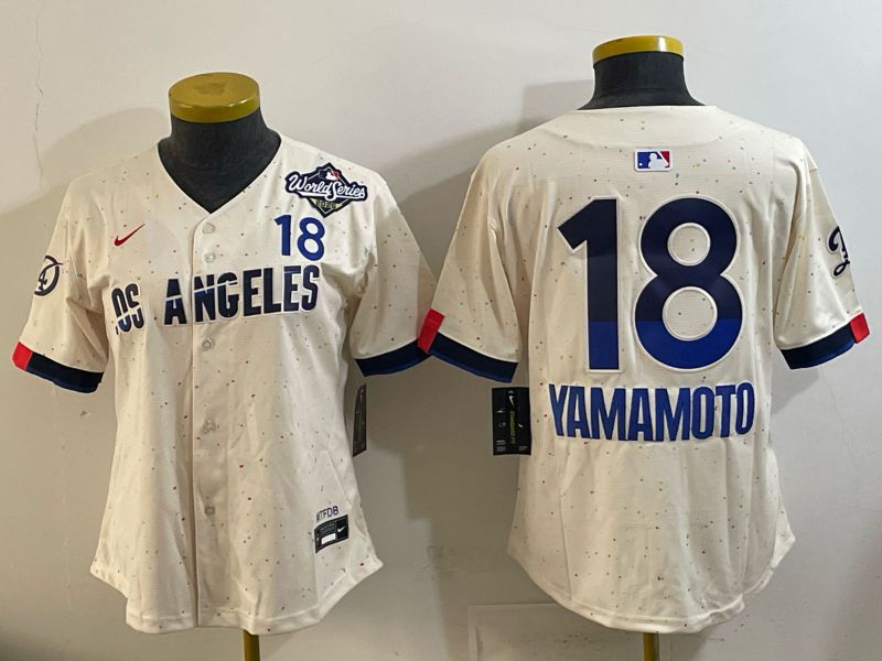 Women Los Angeles Dodgers #18 Yamamoto Cream 2026 Nike Game MLB Jersey 002
